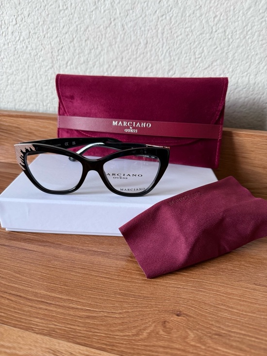 Marciano Accessories - Marciano Black Cat-Eye Glasses with Burgundy Case
